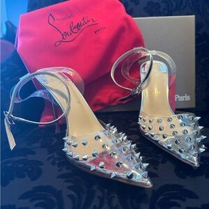Size 39 , 8.5 silver studded Christian louboutin 3 inch heels